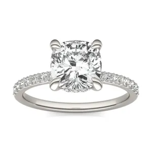 Cushion Custom Hidden Halo 1/2 Eternity Engagement Ring image, 